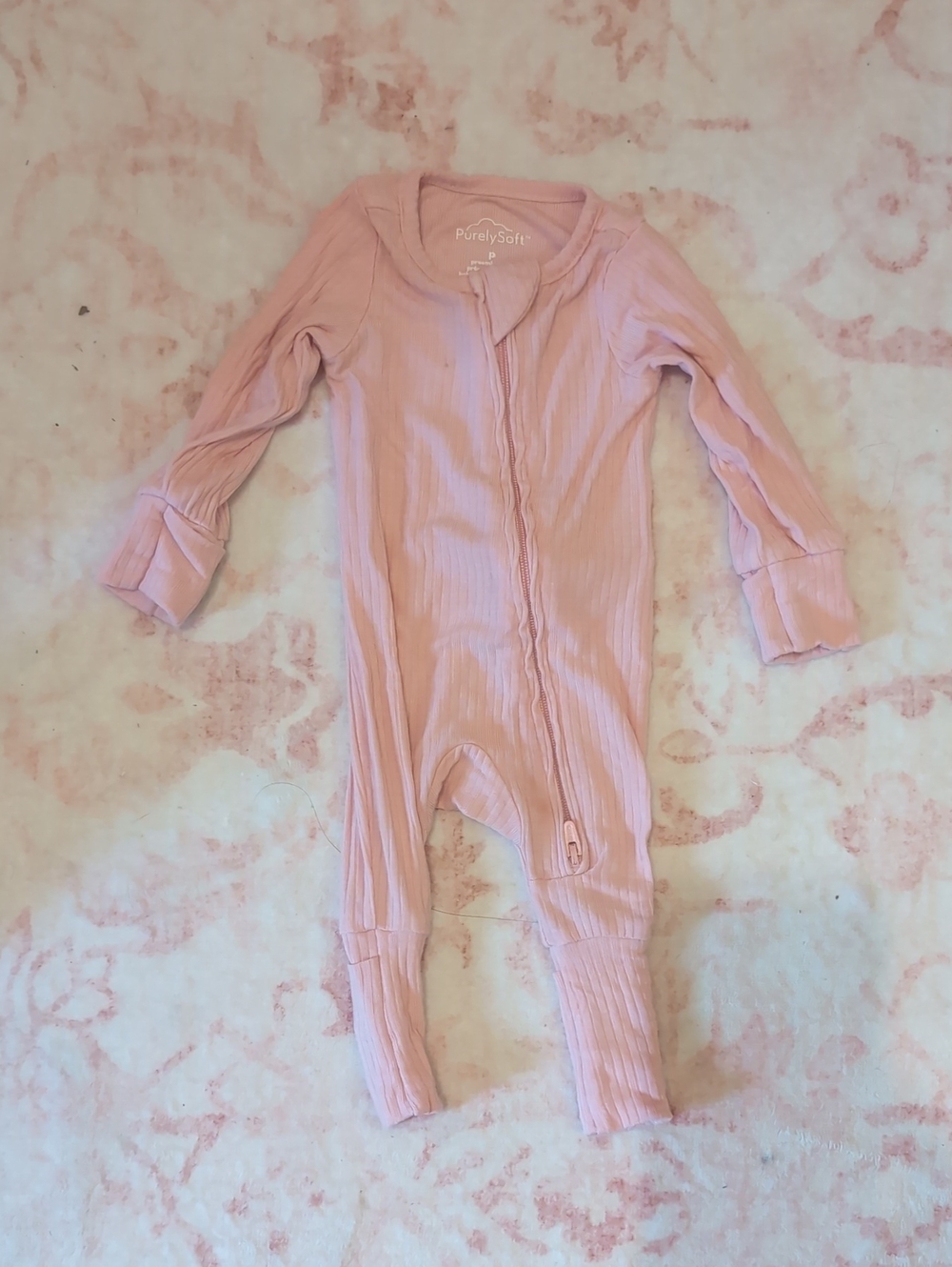 Girls' Pink Ribbed Purely Soft Sleeper - Premie size